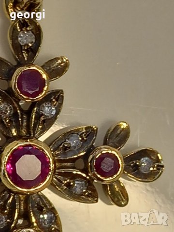 Златен кръст с рубини и брилянти уникат, снимка 7 - Колиета, медальони, синджири - 39145865