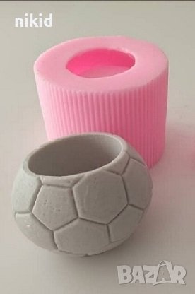 3D топка футболна силиконов молд форма кашпа саксия свещ свещник декор гипс украса, снимка 2 - Форми - 40340760