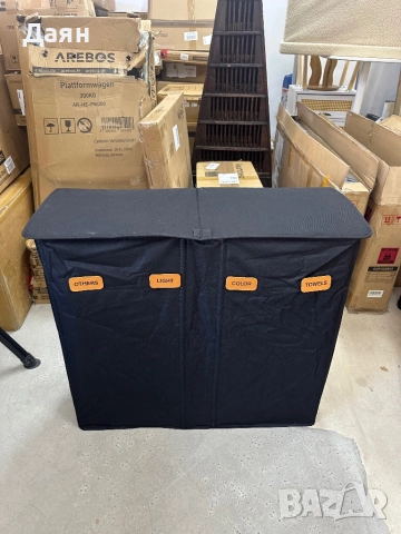 SONGMICS кош за пране с 4 отделения, 210 л, с капак, 5 етикета, преносима и перяща се вътрешна торба, снимка 4 - Други - 51733290