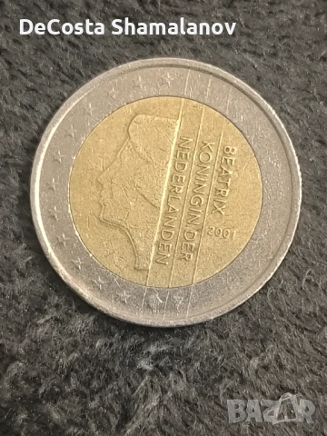 Нидерландия 2 евро монета 2001г