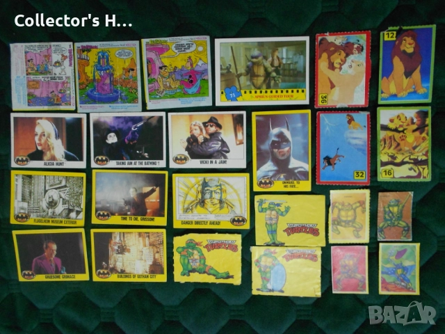 Картинки от дъвки Батман, костенурките нинджа, Флинтстоун, Цар лъв