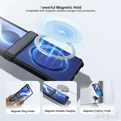 XUNDD за Samsung Galaxy Z Flip8 Магнитен Удароустойчив TPU PC Калъф със Защита на Пантата и Скрийн П, снимка 6 - Калъфи, кейсове - 55911550