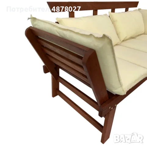 Диван Muhler Meranti с матрак и възглавница BEIGE, снимка 3 - Дивани и мека мебел - 55724010