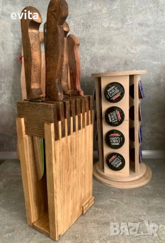 🌿 Организирайте кухнята с ръчно изработени дървени стойки за ножове