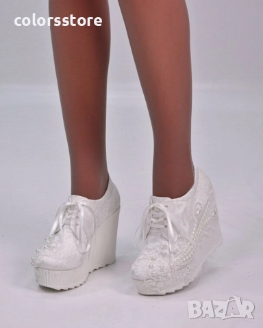 Обувки на платформа - бели - 2505 , снимка 2 - Кецове - 51520157