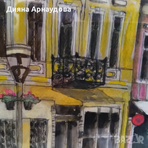 Улица в Стара Варна- акварел , снимка 4 - Картини - 39602538