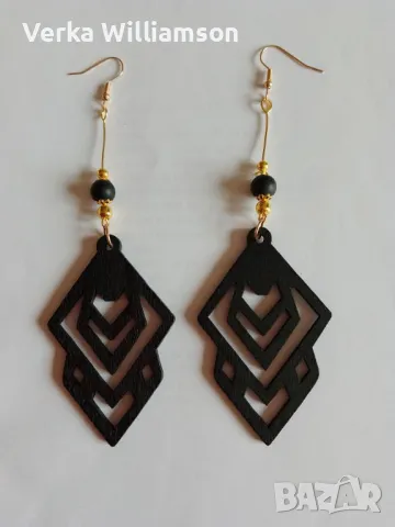  Черни обици от дърво модел 7