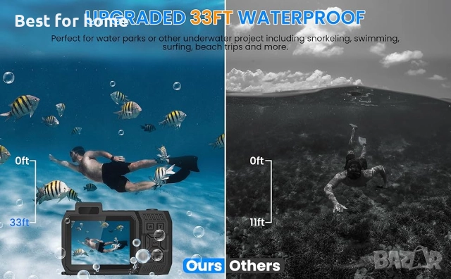 Водолазна водоустойчива камера 4K 65MP - 100 м от MOREXIMI, снимка 13 - Фотоапарати - 52954164