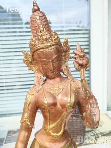 Голяма бронзова Тара,статуетка-43 см., снимка 5 - Колекции - 54254899