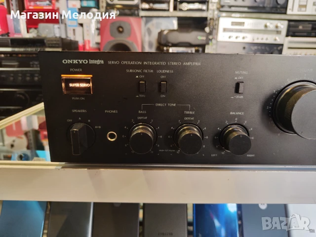 Усилвател ONKYO Integra A-8015 Две по 90 ватан на 4 ома. Леки козметични забележки, перфектно технич, снимка 4 - Ресийвъри, усилватели, смесителни пултове - 51340353