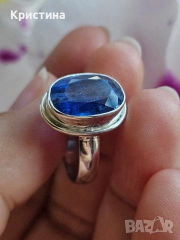 Красив сребърен пръстен с Кианит, снимка 3 - Пръстени - 54235067