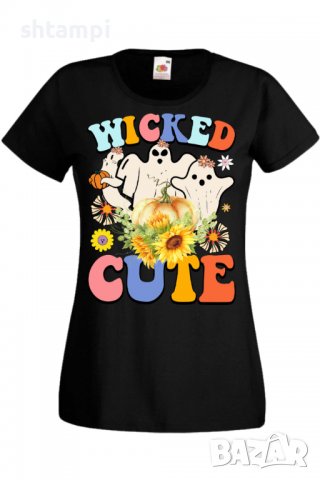 Дамска тениска Wicked cute,Halloween,Хелоуин,Празник,Забавление,Изненада,Обичаи,