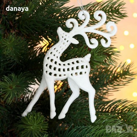 3230 Коледна декорация Бял елен с красиви рога, снимка 7 - Декорация за дома - 38535065
