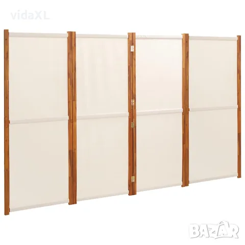vidaXL Параван за стая, 4 панела, кремавобял, 280x180 cм