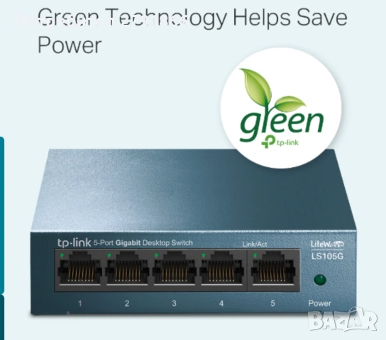 Суич TP-Link LS105G, 1000 Mbps, 5 портов, 5x 10/100/1000 Mbps, снимка 2 - Суичове - 53939993