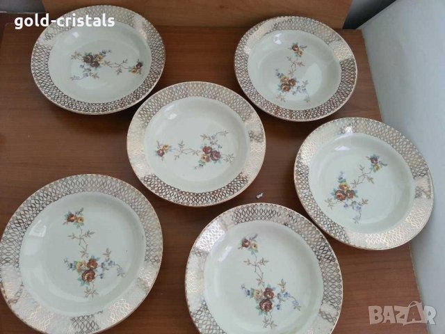 Стар български порцелан с позлата , снимка 2 - Антикварни и старинни предмети - 30304756