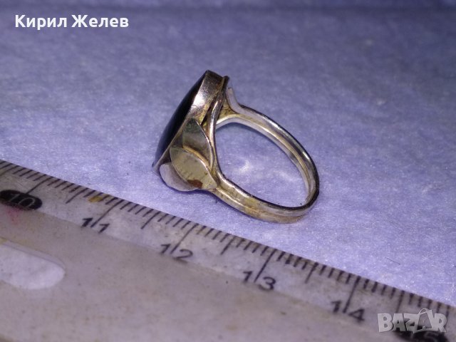 Старинен СКЪПОЦЕНЕН ФЛОРАЛЕН СРЕБЪРЕН РЕТРО АРТ НУВО ПРЪСТЕН ВИСОКА ПРОБА СРЕБРО с ЧЕРЕН ОНИКС 30173, снимка 6 - Антикварни и старинни предмети - 42845792