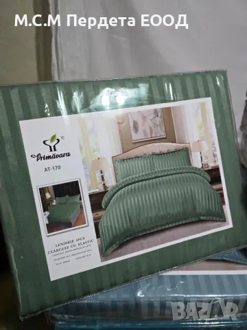 спални комплекти от памучен сатен райе 4 части , снимка 7 - Спално бельо - 45456743