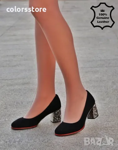 Обувки на ток - черен ЕСТЕСТВЕН велур - 17263Z-1-4K, снимка 2 - Дамски обувки на ток - 42790267
