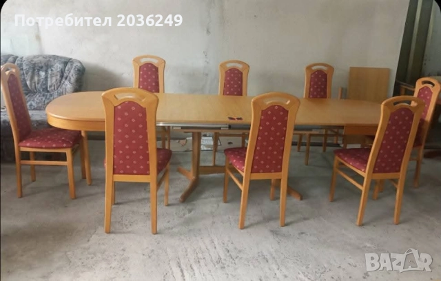 Комплект масивна разтегателна маса с 8 стола- Автомат