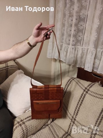 Мъжка чанта за рамо, телешки бокс, снимка 3 - Чанти - 35298023