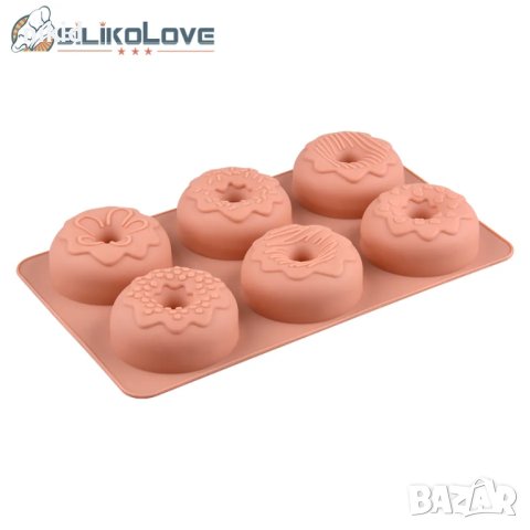 6 Големи понички донът донъти с поръски силиконов молд форма декорация торта фондан шоколад и др., снимка 3 - Форми - 42576823