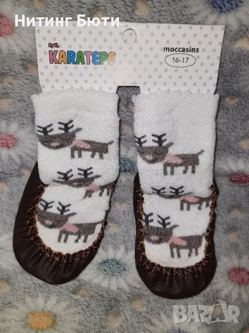 чорапи с кожена подметка, снимка 4 - Бебешки чорапи - 47905611