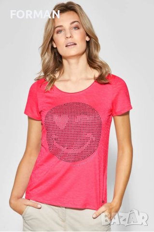 Розова тениска с имотикон от сребристи кабсички , снимка 2 - Тениски - 40380660