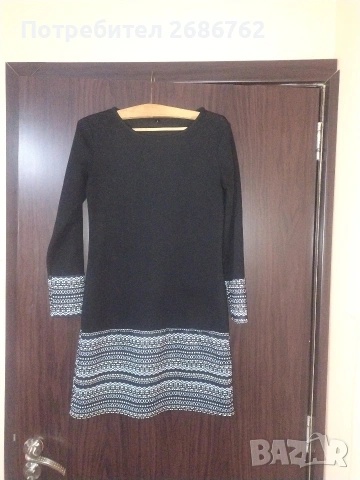 Дамска елегантна черна рокля размер S