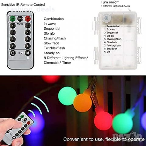 Нови Цветни Светлини за декорация Лампички Украса 60 LED на батерия 7 метра, снимка 2 - Декорация за дома - 39493822