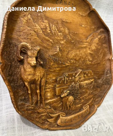 Ретро стенна чиния, дърворезба, снимка 2 - Колекции - 50042307