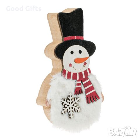 3 броя Дървени коледни фигурки за Коледна украса, XMAS, Снежен човек и Елен, снимка 2 - Декорация за дома - 42704551