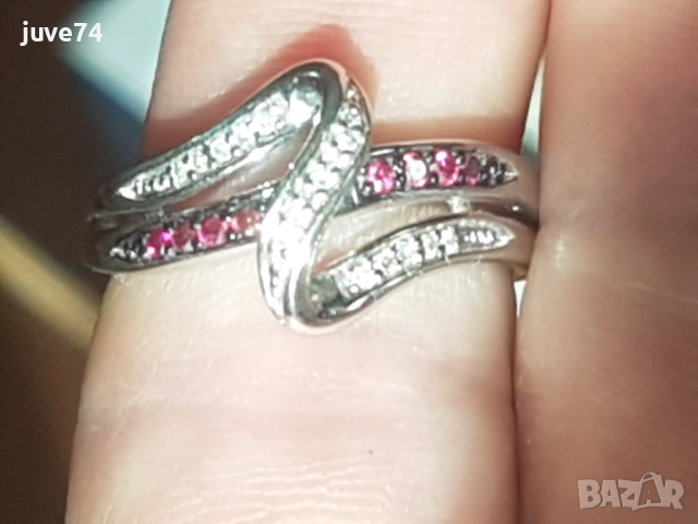 СРЕБЪРЕН  ПРЪСТЕН С  ЕСТЕСТВЕНИ  РОЗОВИ  И БЕЛИ  ДИАМАНТИ  СЕРТИФИКАТ , снимка 6 - Пръстени - 52837573