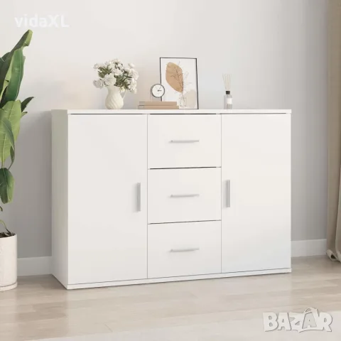 vidaXL Сайдборд, бял, 91x29,5x65 см, инженерно дърво, снимка 2 - Бюфети - 56147955