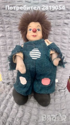 Прекрасна винтич кукла клоун с керамична глава за колекция и ценители цена 20 лв винтидж изработка