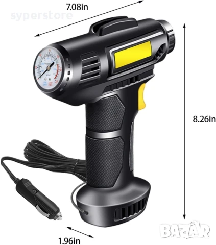 Въздушен компресор за помпане на гуми Digital One SP01121, 12V, за кола, велосипед, мотор, топки и д, снимка 8 - Аксесоари и консумативи - 51061290