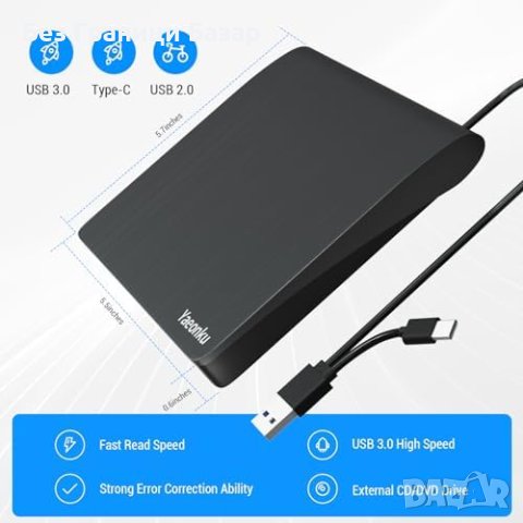 Ново Високоскоростно Blu-ray Записващо Устройство USB 3.0 Type-C 3D, снимка 5 - Друга електроника - 44239002