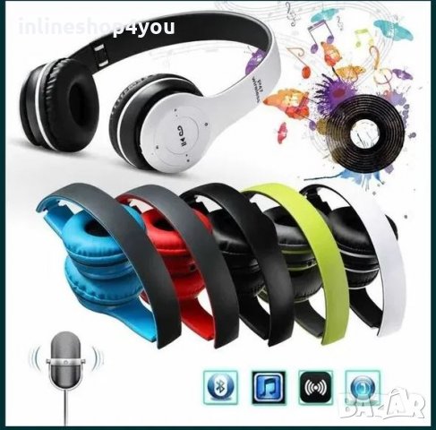 Безжични Bluetooth слушалки P47, FM радио, MP3 player, Вграден микрофо, снимка 2 - Слушалки и портативни колонки - 31023384