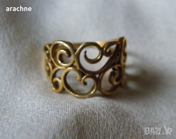 Красив стар италиянски позлатен сребърен пръстен, снимка 5 - Пръстени - 31763043