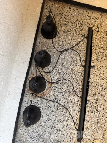 Eglo Priddy 4 Лампов Индустриален Пендел – Винтидж Дизайн, Метал, E27, Черно Бяло!, снимка 6 - Лампи за таван - 52696283