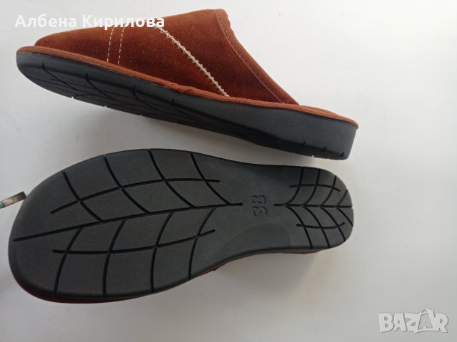 БГ естествени 37 и 38 пантофи, кафеви, снимка 6 - Пантофи - 38339853