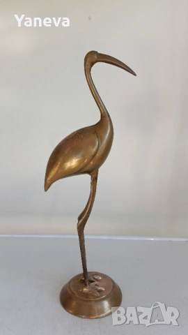 Vintage бронзова статуетка на жерав, снимка 4 - Статуетки - 53115227