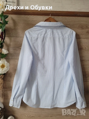 Дамска риза бяло и синьо райе BENETON , снимка 7 - Ризи - 51752635