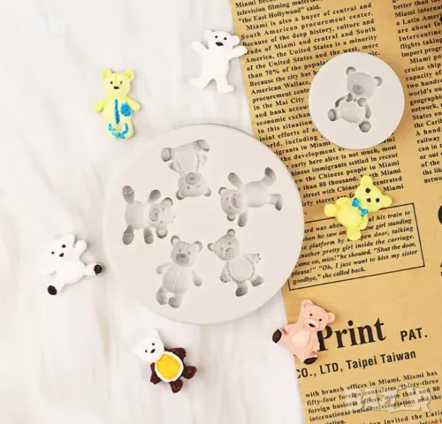 5 малки мечета мече силиконов молд форма фондан декор торта бисквитки , снимка 3 - Форми - 48033230