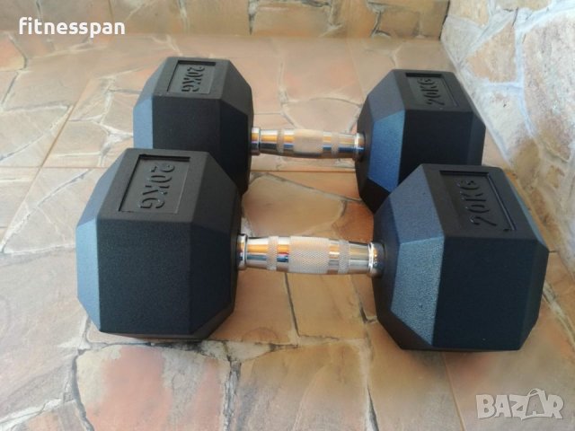 Хексалгенови дъмбели 2 бр. х 20 кг., снимка 3 - Фитнес уреди - 37596751