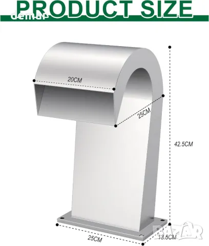 LONGRUNNEW Водопад преливник от неръждаема стомана фонтан за басейн извит с аксесоари, 42,5 см, снимка 6 - Басейни и аксесоари - 49860483
