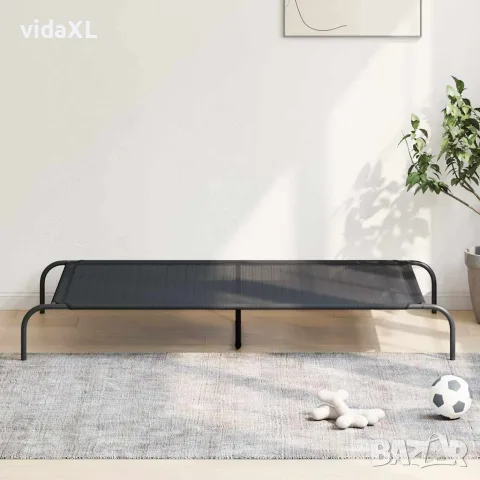 vidaXL Повдигнато легло кучета черно 150x90x20 cm Текстилен и стомана, снимка 2 - За кучета - 56147548
