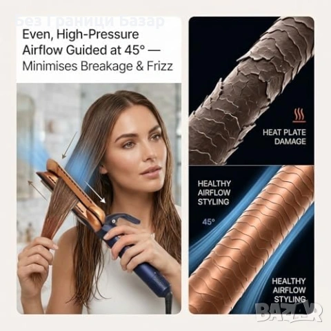 Нов Airflow накрайник за стилизиране гладка коса изправяне HS01 HS05 HS08 син, снимка 4 - Други - 54150897