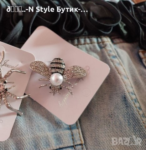 Брошка  пчеличка с камъни и перла, снимка 7 - Други - 38103754
