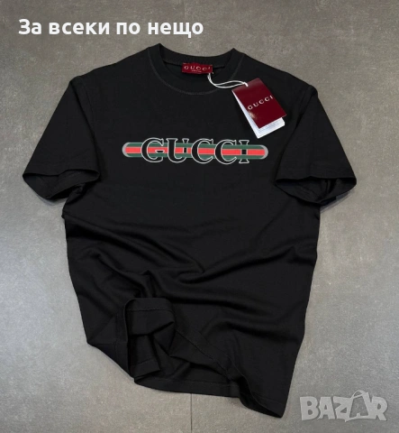 Gucci Мъжка Черна Тениска👕Мъжка Блуза С Къс Ръкав В Черен Цвят Код Mens P.161